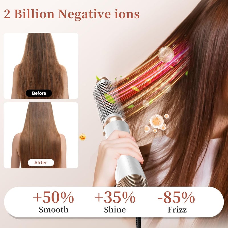 trylater 6 in 1 Hair Dryer Brush, Upgrade Detachable Blow Dryer Air Styler Wrap Curler, Hot Air Brush Curly Twist Curling Iron, Negative Ion Blow Dryer Hot Styler, Travel Hair Styling Tool - Image 5